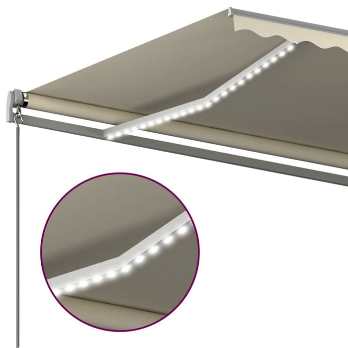 Copertină retractabilă manual cu LED, crem, 6x3 m - WALTI WALTI