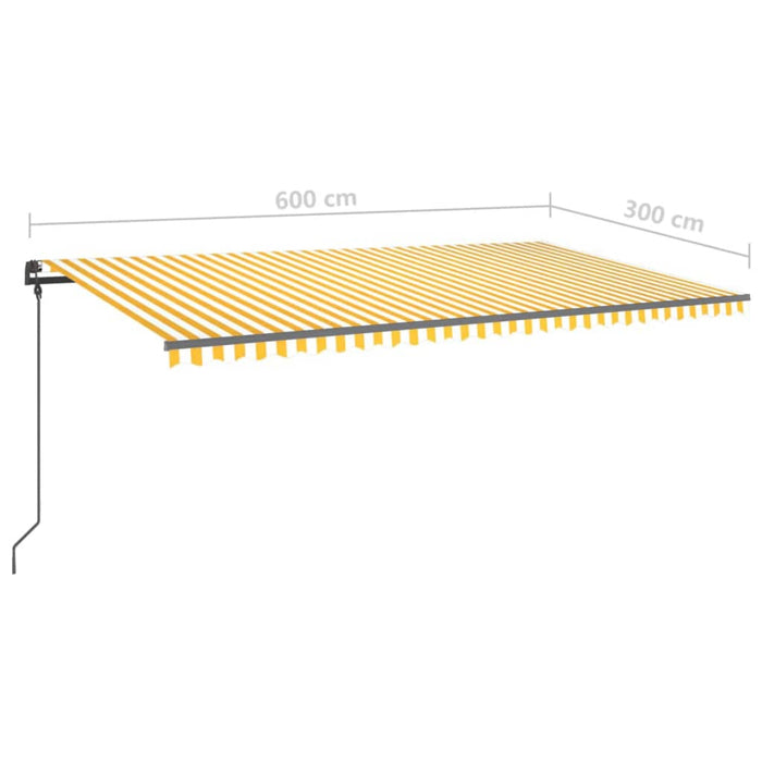 Copertină retractabilă manual cu LED, galben & alb, 6x3 m - WALTI WALTI