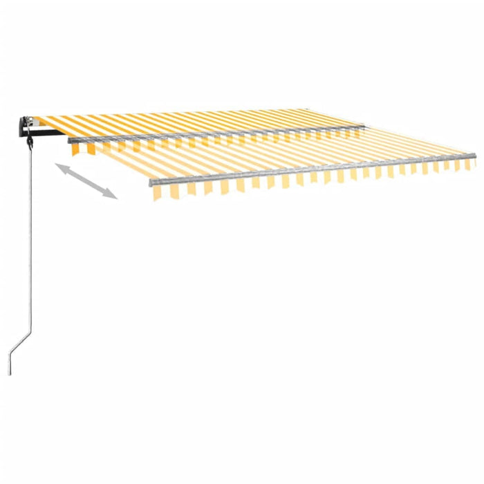 Copertină retractabilă manual cu stâlpi, galben & alb, 4x3,5 m WALTI