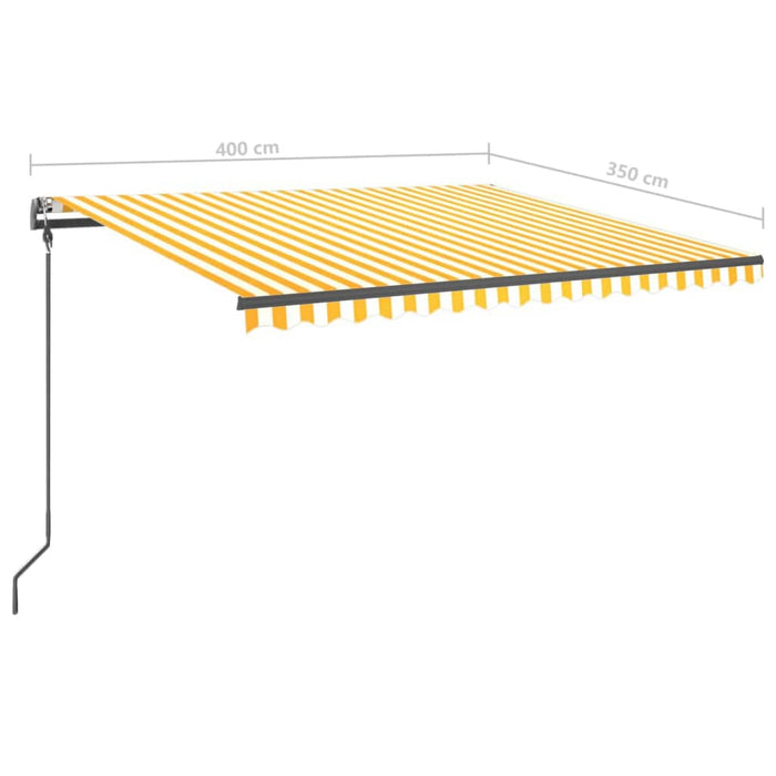 Copertină retractabilă manual cu stâlpi, galben & alb, 4x3,5 m WALTI