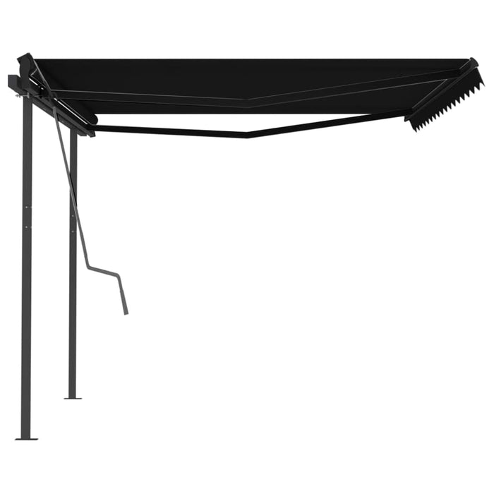 Copertină retractabilă manual, cu stâlpi, antracit, 4x3,5 m WALTI