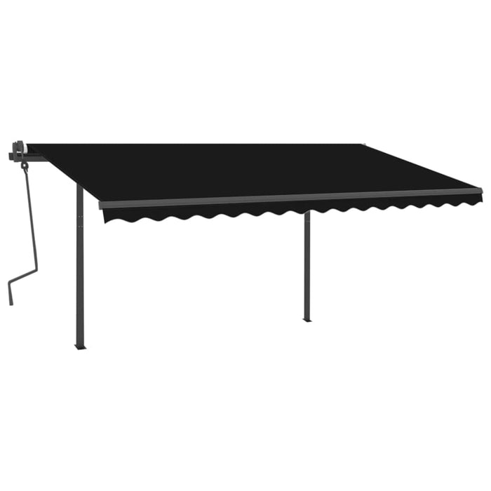 Copertină retractabilă manual, cu stâlpi, antracit, 4x3,5 m WALTI