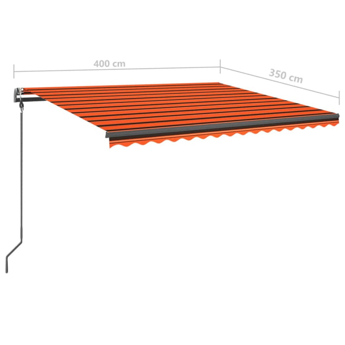 Copertină retractabilă manual, stâlpi, portocaliu/maro 4x3,5 cm WALTI