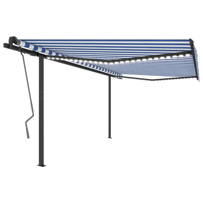 Copertină retractabilă manual cu LED, albastru & alb, 4x3,5 m WALTI