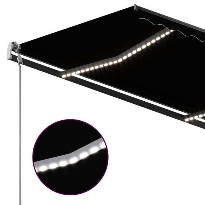 Copertină retractabilă manual, cu LED, antracit, 4x3,5 m WALTI