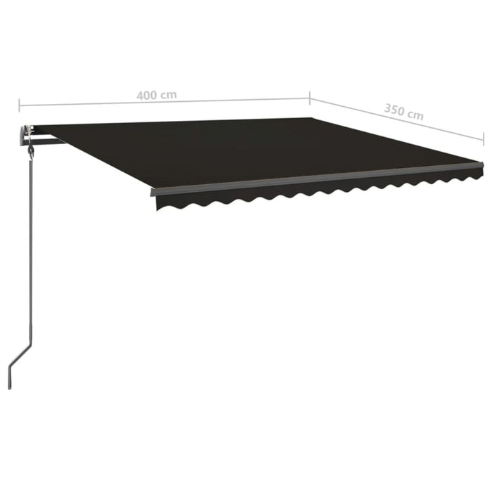 Copertină retractabilă manual, cu LED, antracit, 4x3,5 m WALTI