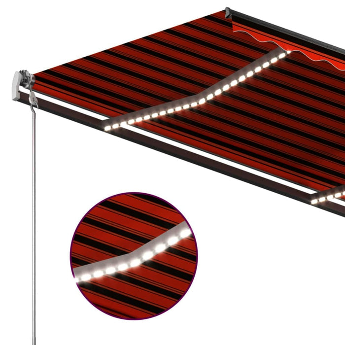 Copertină retractabilă manual, LED, portocaliu/maro, 4x3,5 cm WALTI