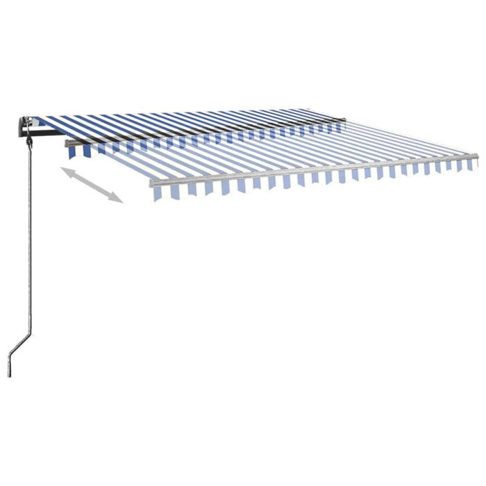 Copertină retractabilă automat cu stâlpi, albastru/alb, 4x3,5 m WALTI