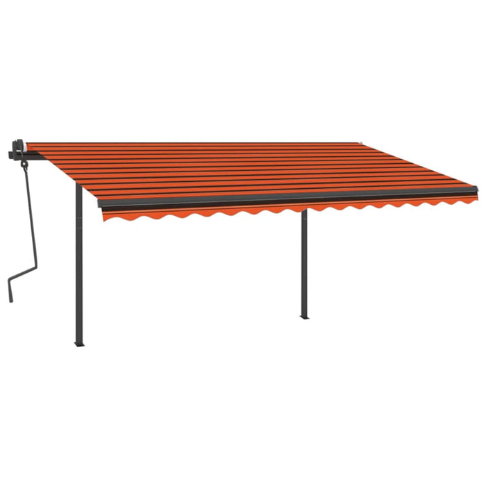 Copertină retractabilă automat, stâlpi, portocaliu&maro 4x3,5 m WALTI