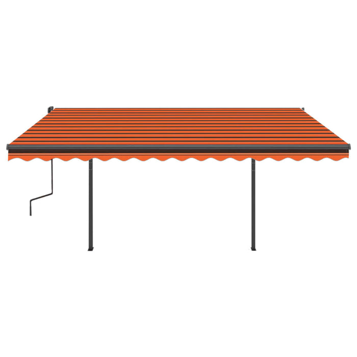 Copertină retractabilă automat, stâlpi, portocaliu&maro 4x3,5 m WALTI