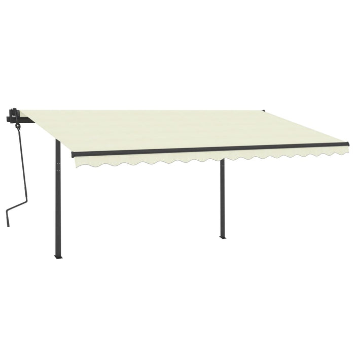 Copertină retractabilă manual, cu stâlpi, crem, 4,5x3,5 m WALTI