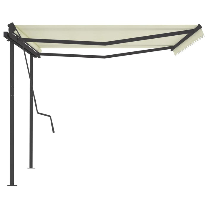 Copertină retractabilă manual, cu stâlpi, crem, 4,5x3,5 m WALTI