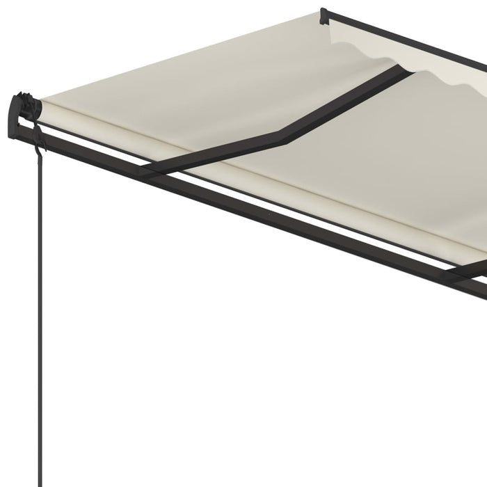 Copertină retractabilă manual, cu stâlpi, crem, 4,5x3,5 m WALTI