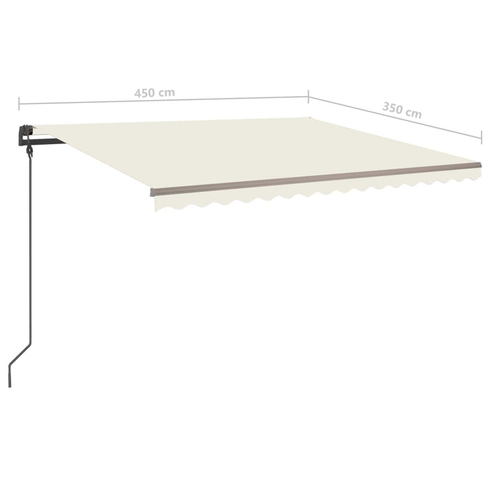 Copertină retractabilă manual, cu stâlpi, crem, 4,5x3,5 m WALTI