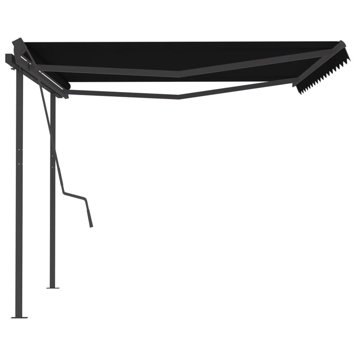 Copertină retractabilă manual, cu stâlpi, antracit, 4,5x3,5 m WALTI