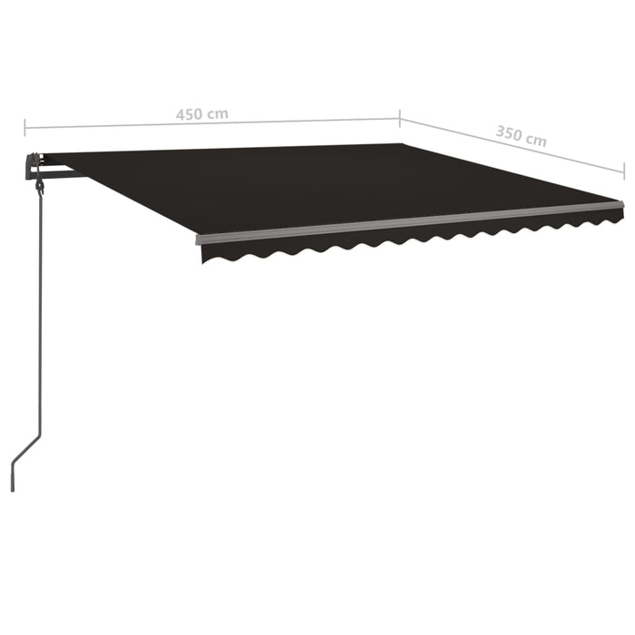 Copertină retractabilă manual, cu stâlpi, antracit, 4,5x3,5 m WALTI