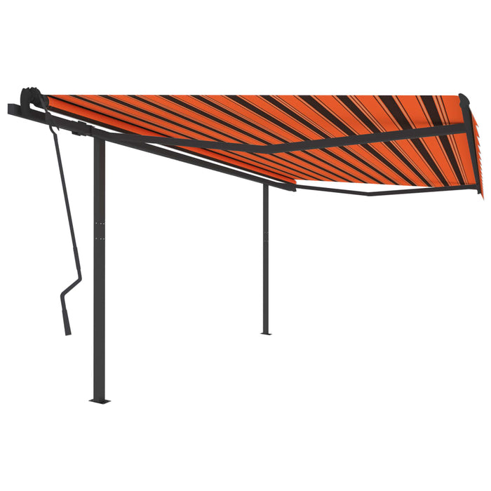 Copertină retractabilă manual, stâlpi portocaliu/maro 4,5x3,5m WALTI