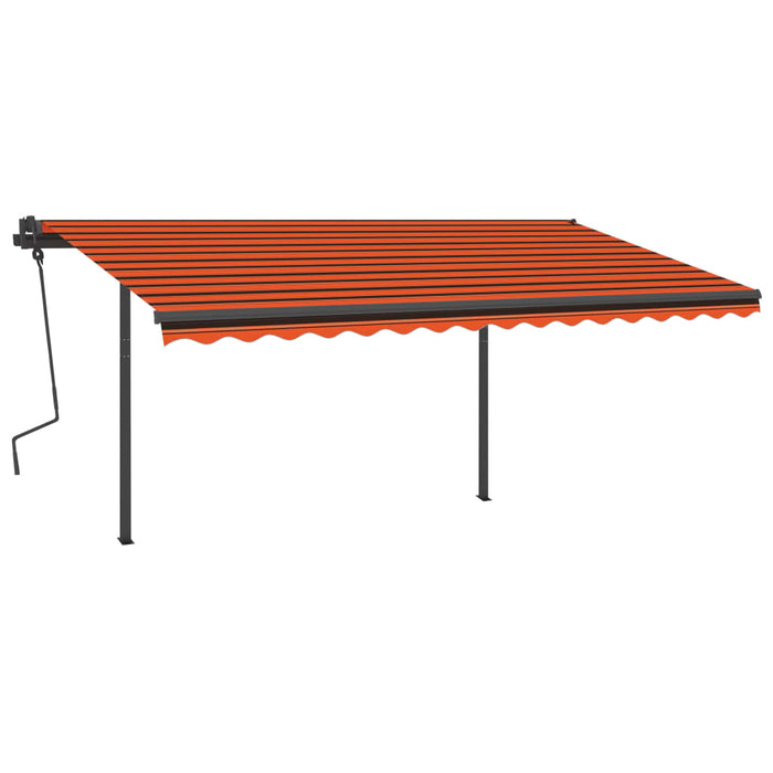 Copertină retractabilă manual, stâlpi portocaliu/maro 4,5x3,5m WALTI