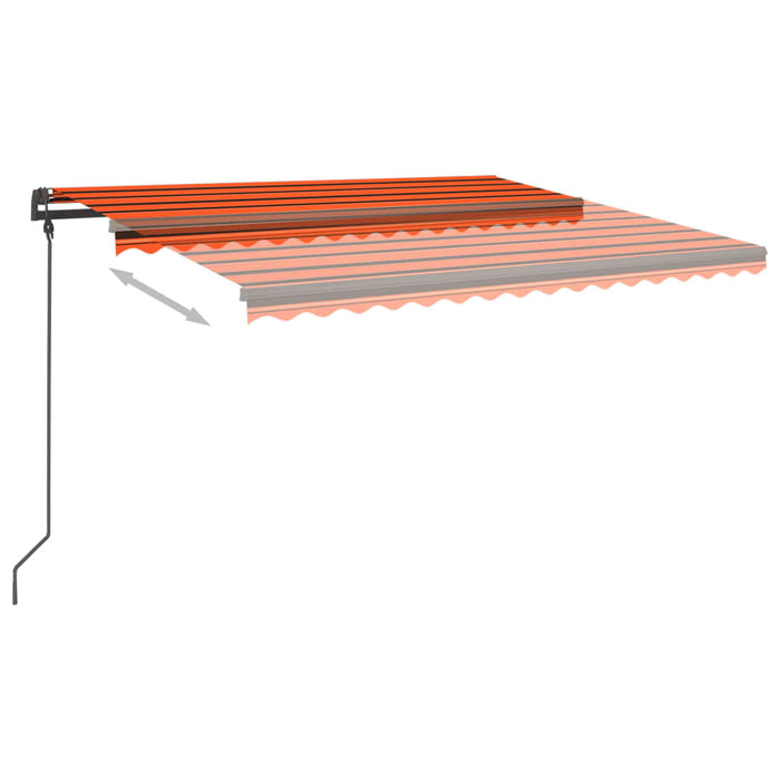 Copertină retractabilă manual, stâlpi portocaliu/maro 4,5x3,5m WALTI