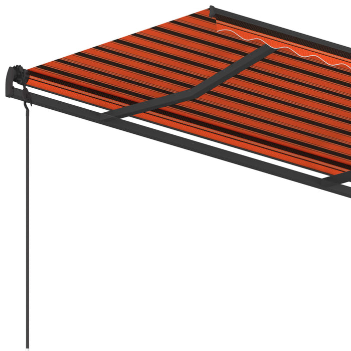 Copertină retractabilă manual, stâlpi portocaliu/maro 4,5x3,5m WALTI