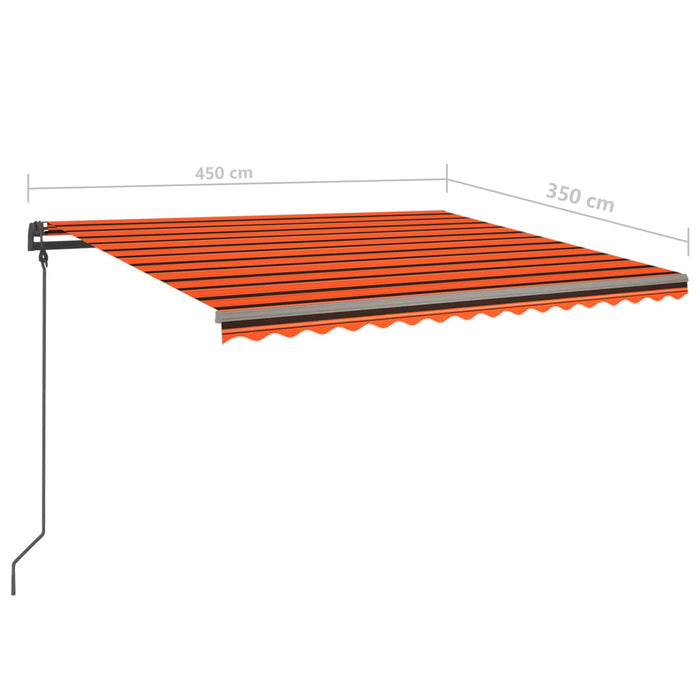 Copertină retractabilă manual, stâlpi portocaliu/maro 4,5x3,5m WALTI