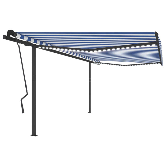 Copertină retractabilă manual, cu LED, albastru & alb 4,5x3,5 m WALTI