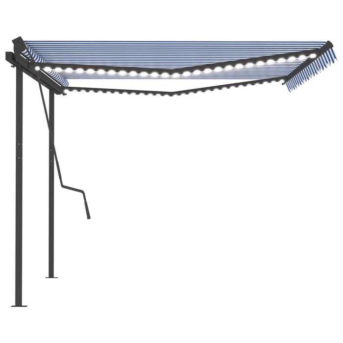 Copertină retractabilă manual, cu LED, albastru & alb 4,5x3,5 m WALTI