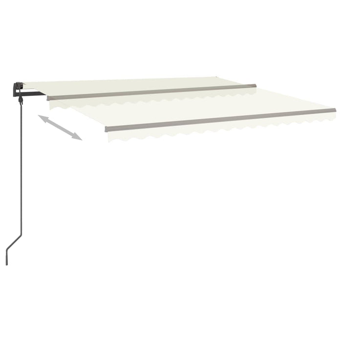 Copertină retractabilă manual, cu LED, crem, 4,5x3,5 m WALTI