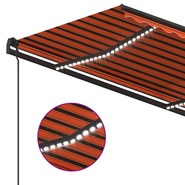 Copertină retractabilă manual, LED, portocaliu/ maro 4,5x3,5 cm WALTI