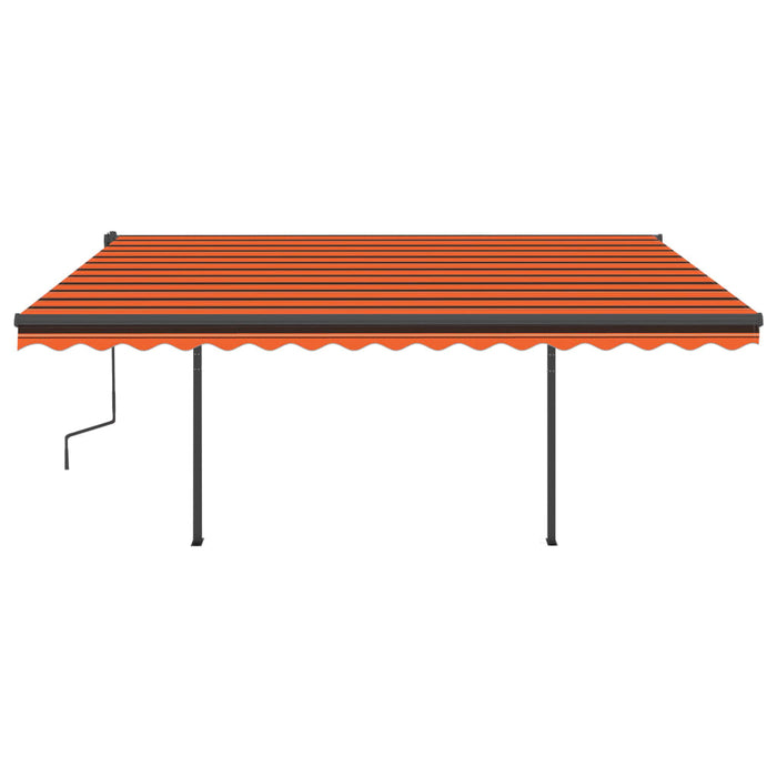 Copertină retractabilă automat stâlpi portocaliu&maro 4,5x3,5 m WALTI