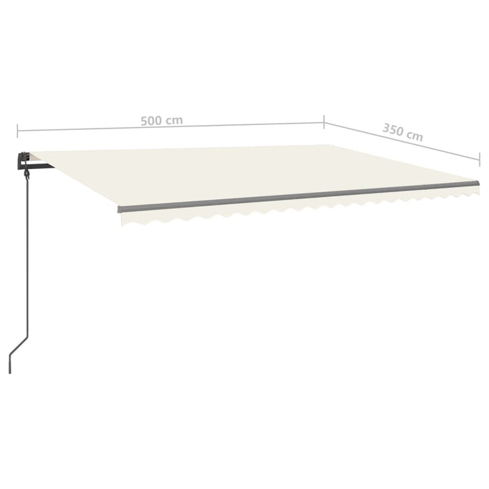 Copertină retractabilă manual, cu stâlpi, crem, 5x3,5 m WALTI