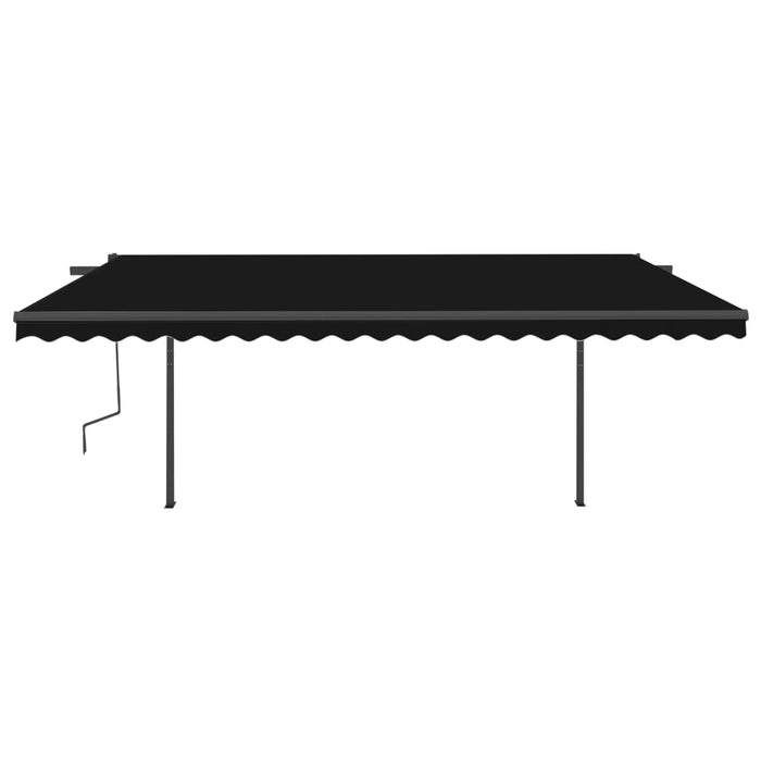 Copertină retractabilă manual, cu stâlpi, antracit, 5x3,5 m WALTI