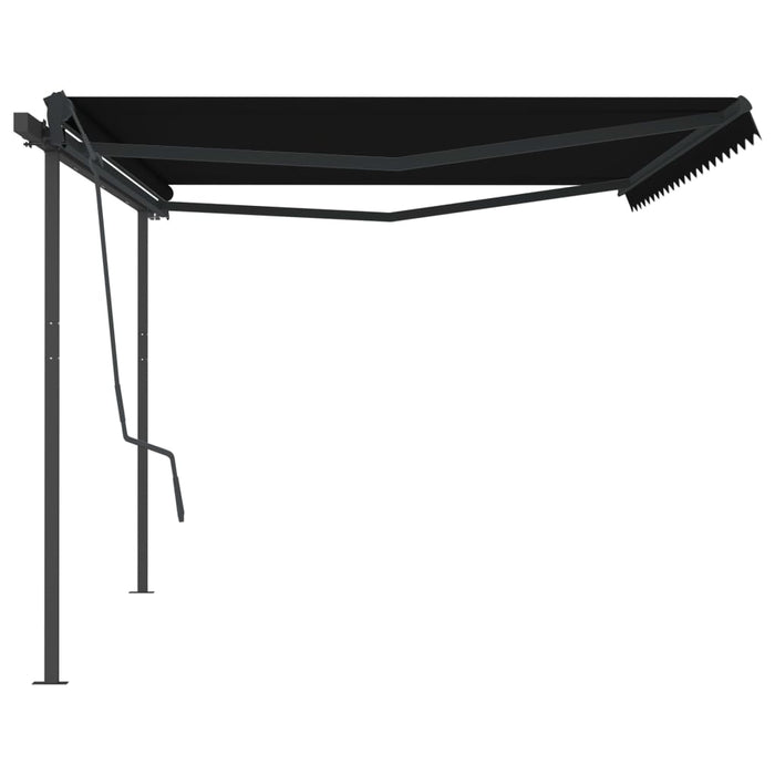 Copertină retractabilă manual, cu stâlpi, antracit, 5x3,5 m WALTI