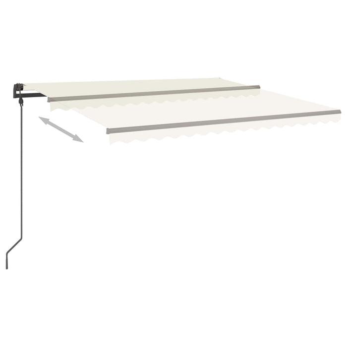 Copertină retractabilă manual, cu LED, crem, 5x3,5 m WALTI