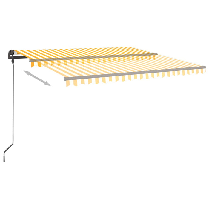 Copertină retractabilă manual cu LED, galben și alb, 5x3,5 m WALTI