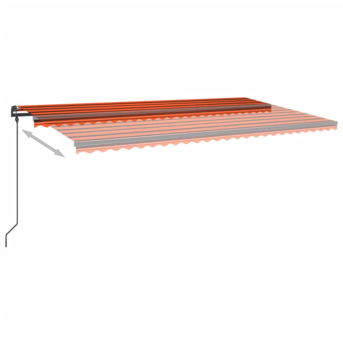 Copertină retractabilă automat, stâlpi, portocaliu&maro 6x3,5 m WALTI