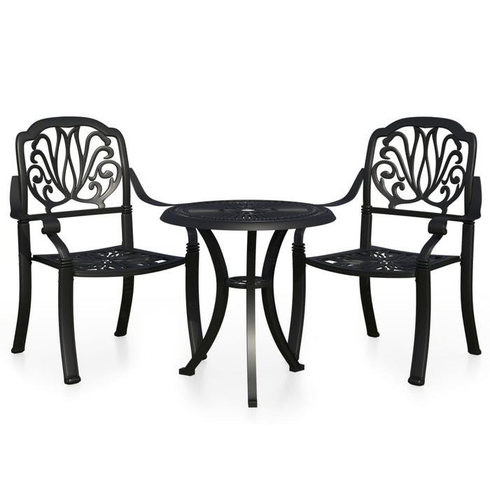 Set mobilier bistro, 3 piese, negru, aluminiu turnat WALTI