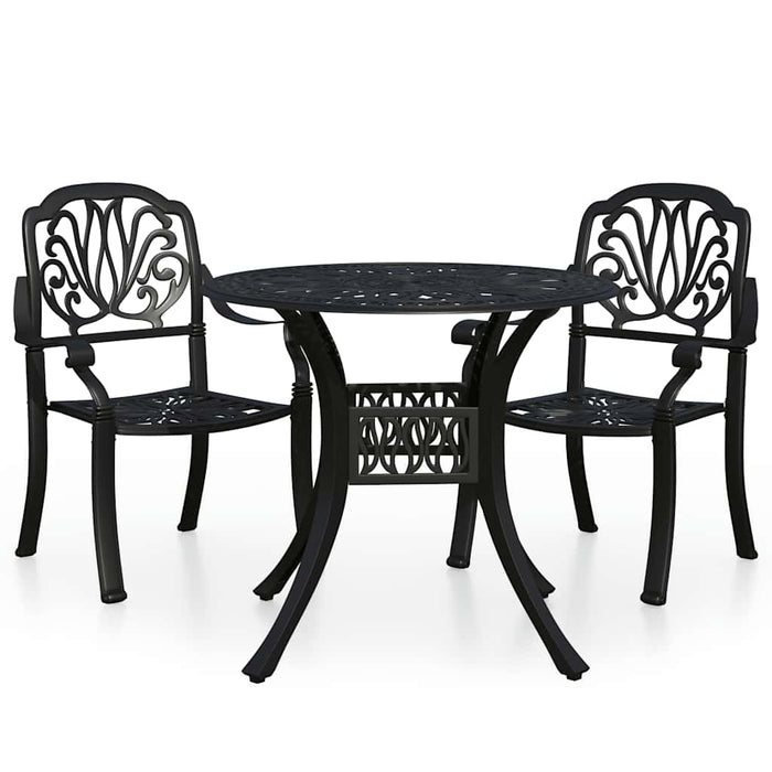 Set mobilier bistro, 3 piese, negru, aluminiu turnat - WALTI WALTI