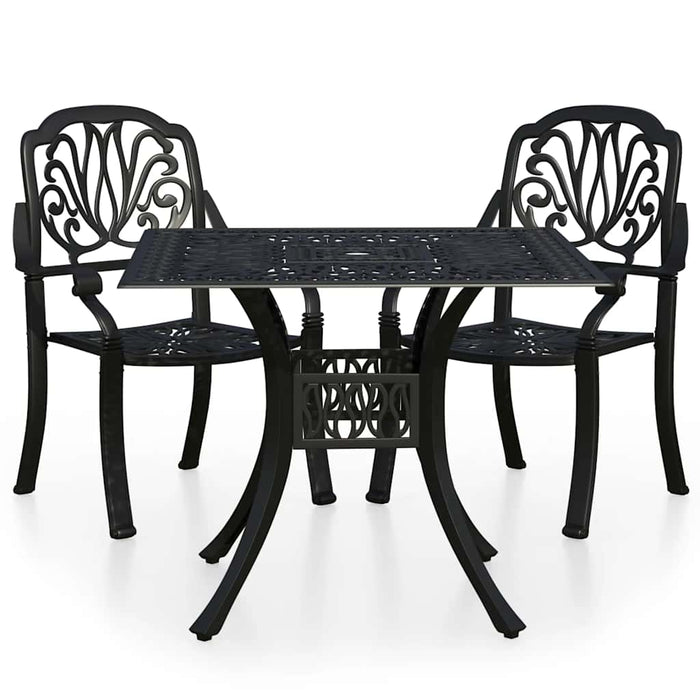 Set mobilier bistro, 3 piese, negru, aluminiu turnat - WALTI WALTI