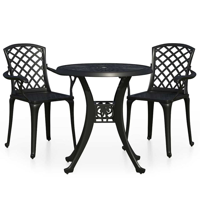 Set mobilier bistro, 3 piese, negru, aluminiu turnat - WALTI WALTI