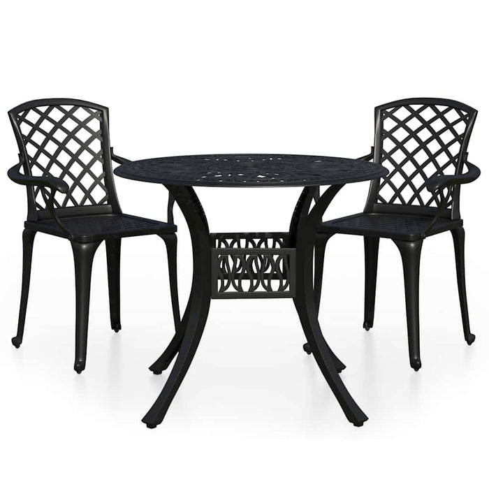 Set mobilier bistro, 3 piese, negru, aluminiu turnat - WALTI WALTI