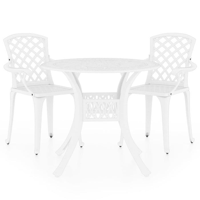 Set mobilier bistro, 3 piese, alb, aluminiu turnat WALTI