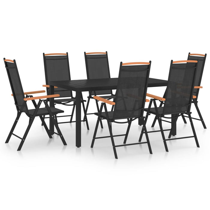 Set mobilier pentru grădină, 7 piese, negru, aluminiu WALTI