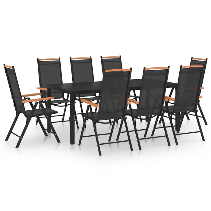 Set mobilier de grădină, 9 piese, negru, aluminiu - WALTI WALTI
