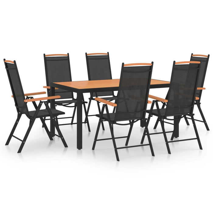 Set mobilier pentru grădină, 7 piese, negru, aluminiu WALTI