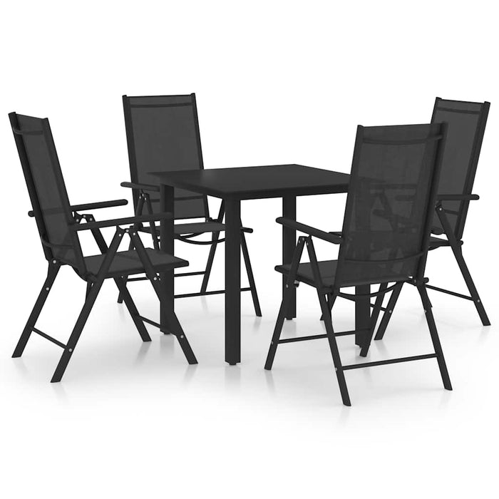 Set mobilier de grădină, 5 piese, negru, aluminiu WALTI