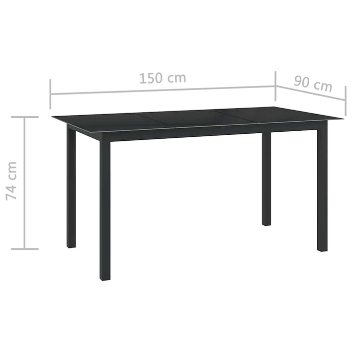Set mobilier de grădină, 7 piese, negru, aluminiu - WALTI WALTI