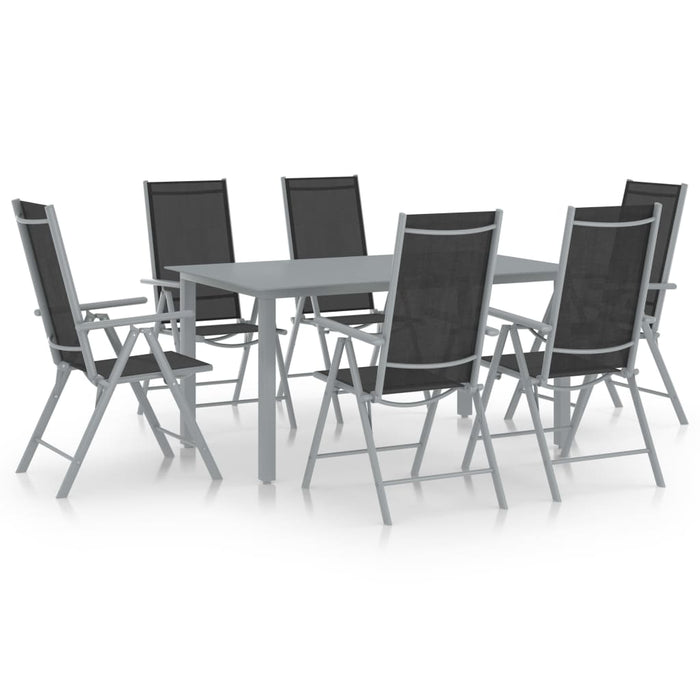 Set mobilier de grădină, 7 piese, argintiu și negru, aluminiu - WALTI WALTI
