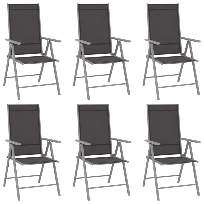 Set mobilier de grădină, 7 piese, argintiu și negru, aluminiu - WALTI WALTI