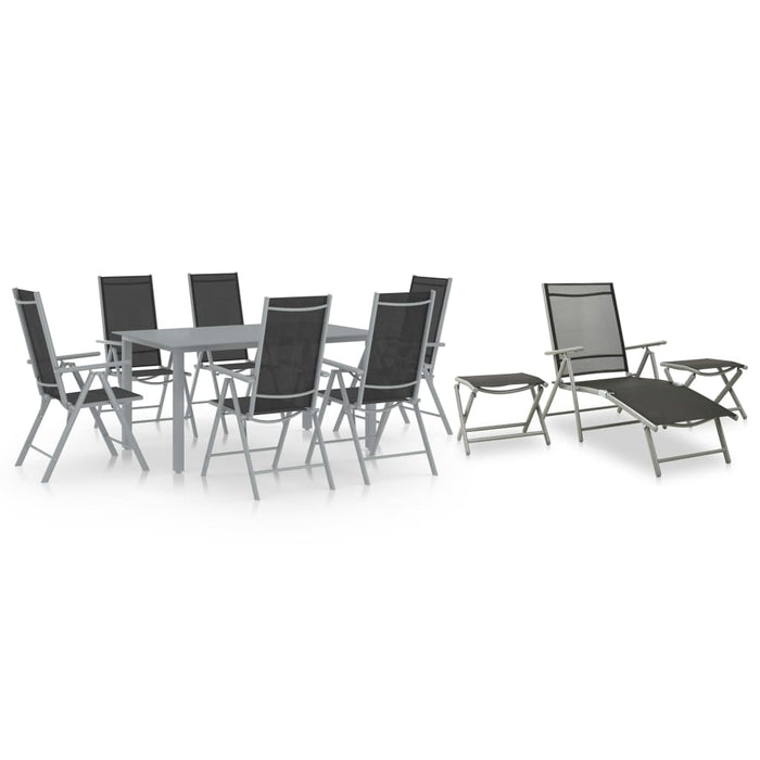 Set mobilier de grădină, 10 piese, negru și argintiu - WALTI WALTI